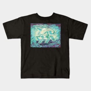 Abstract Horse Acrylic Painting - Mint Variant Kids T-Shirt